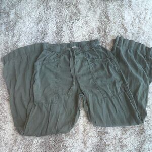 Olive Green Drawstring Casual Pants